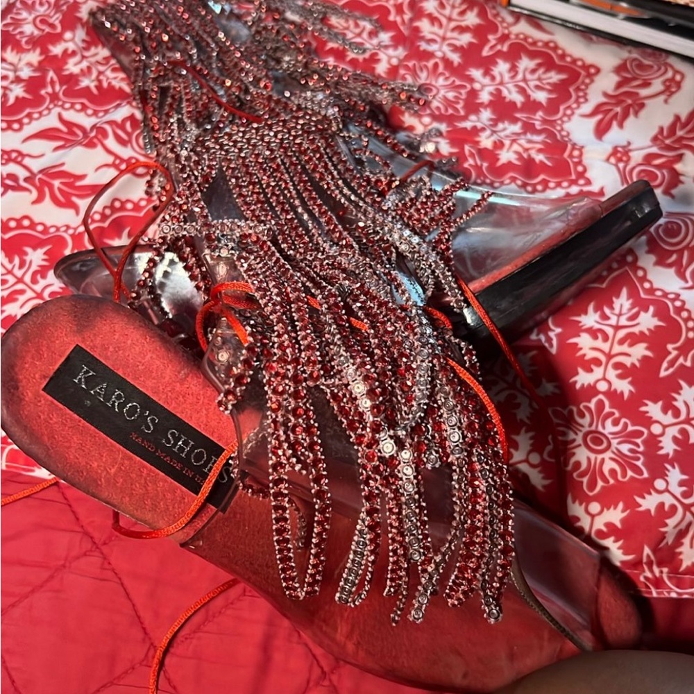 Karo's Shoes Red Beaded Performance Heels